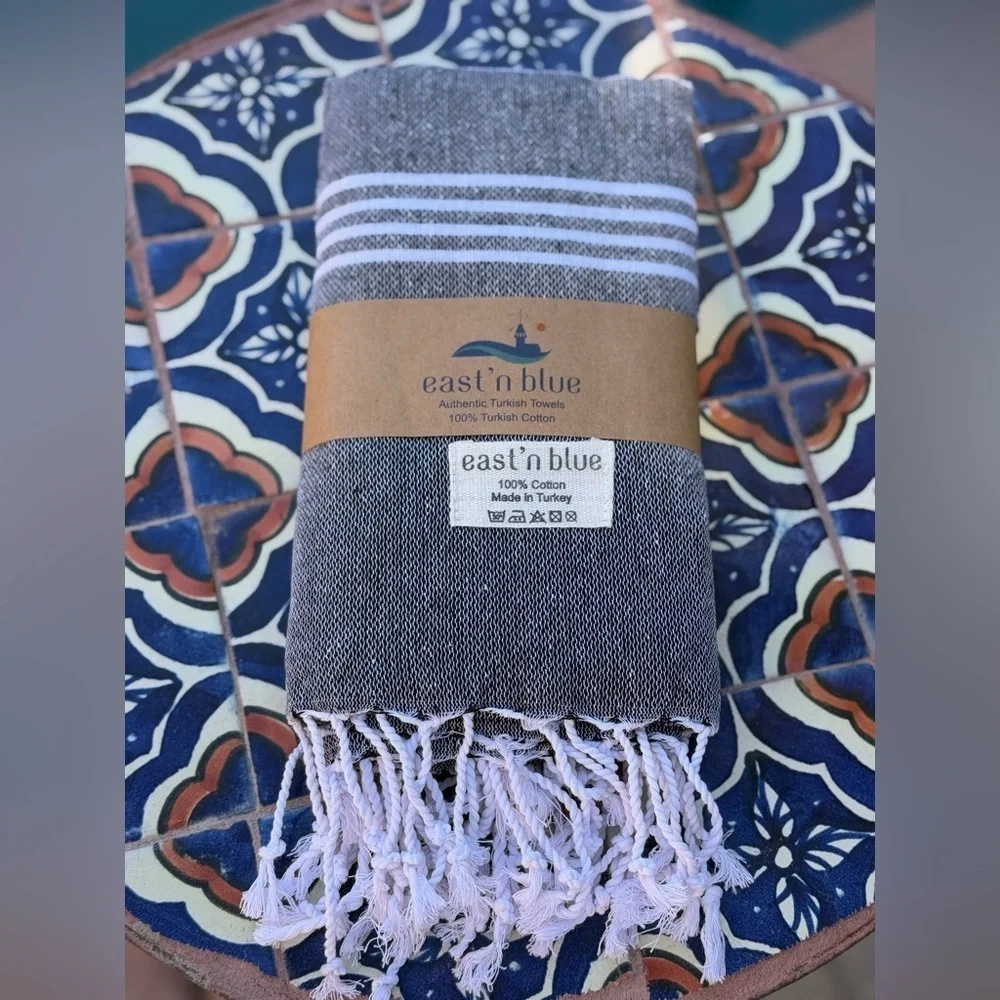 FOUTA Lina Peshtemal Beach Towel: Fume, Smoky Gray